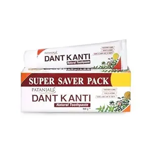 [Apply 3% Coupon] Patanjali Dant Kanti Natural Toothpaste 800G (200G X 4), Super Saver Value Pack, Makes Teeth Strong, Tightens Gums, Gives Cavity Free Smile