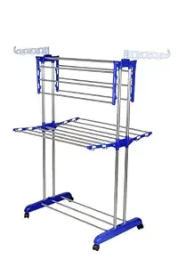 Mega Clothes Stand With Foldable Wings | Stylish Garment Stand | Clothes Hanging Rack | Clothes Hanger for Balcony & Bedroom | 2-Tier Folding Clothes Stand | Clothes Drying Rack ( Blue ) Rs.1349 @ Amazon