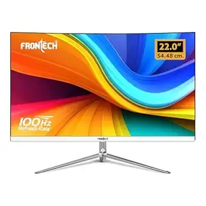 [ICICI CC] FRONTECH 22-inch (54.61 cm), LED, FHD 1920x1080, 100Hz, White/Silver, R3000 Curved Display, 16.7M Colors, HD + VGA Dual Input, Ultima Series, Flicker Free, 3 Years Warranty Monitor (MON-0079C)