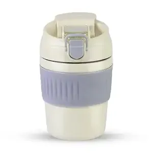 Attro Punch Coffee Travel Cup Insulated Vacuum Cup Comes with Two Convenient Drinking Options & Anti-Skid Bottom Stylish & Functional Travel Friendly Ideal for Office & Outdoor-350ml Creamy Caramel Rs.335 @ Amazon
