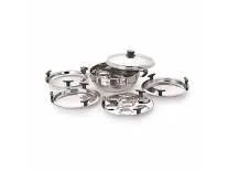 Neelam Stainless Steel Multi Kadai Big Induction Base 3500 ml, Silver | Versatile Cooking Set Including 1 Multi Kadai, 2 Dhokla Plates, 1 Patra Plate, 2 Idli Dishes, 1 Lid | Perfect for Daily Use.