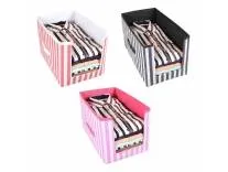 Amazon Brand - Solimo Printed Fabric Shirt Stacker Organiser, Set of 3, Multicolor