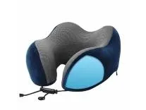 Billebon Neck Pillow for Travel – Cool-Gel Infused Memory Foam Support, U-Shape Ergonomic Design, Portable for Flight Journeys, Lightweight Compact Build, Soft Washable Cover, Navy Blue, Single