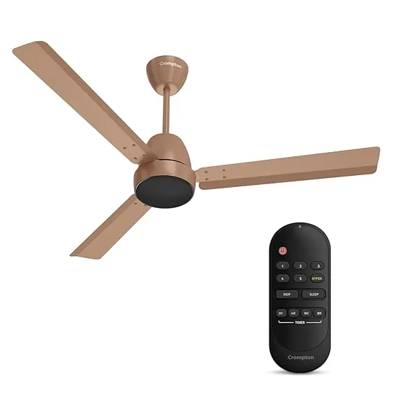 [ICICI CC] Crompton Energion Nucleoid 1200mm BLDC Ceiling Fan | Remote Control | BEE 5 Star Rated | Upto 60% Energy Efficient | 24 Watt | High Air Delivery | Low Noise | 4 Years Brand Warranty | Gilded Beige