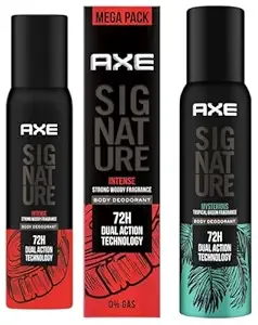 AXE Signature Intense Long Lasting No Gas Body Aerosol Deodorant For Men 200 Ml & Axe Signature Mysterious No Gas Deodorant Bodyspray For Men 154 ml Rs.189 @ Amazon