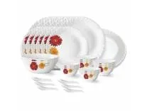 Larah by Borosil Zinnia Fluted Series Opalware Dinner Set | 33 Pieces for Family of 6 | Microwave & Dishwasher Safe | Bone-Ash Free | Crockery Set for Dining & Gifting | Plates & Bowls | White