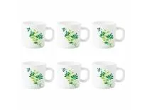 Larah by BOROSIL Fern Opalware Mug Set, 6 Piece, White, 180 Ml