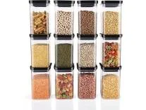 Airtight Plastic Unbreakable Square Containers, Kitchen Storage Container, Grocery Container & Container Set - 1100ML (Pack Of 6), Transparent Rs.355 @ Amazon