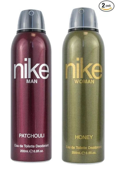 Nike Unisex Patchouli Man + Honey Woman Deodorant Spray - Pack of 2 (200ml Each) | Long-Lasting Freshness & Captivating Fragrance Duo