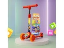 Kidsmate Chhota Bheem® Kick Scooter with Broad PVC Wheels | Non-Slip Wide Deck with Push Brake Kids Scooter for Age 3+ Yrs | 4-Level Height Adjustable | Max User Weight 50Kg - Red