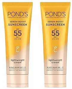 POND'S All Serum Boost Sunscreen Prevent And Fade Dark Patches 50G With The Power Of Spf 55 And Niacinamide-C Serum 100G