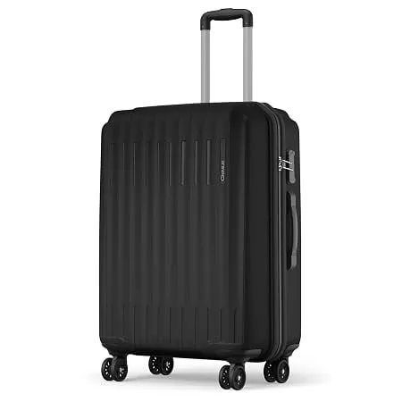 Safari Medium Genius Alley 66cm Size Check-in Trolley Bag Hard Case Polypropylene, 4 Spinner Wheels, 360 Degree Wheeling Luggage, Travel Bag, Suitcase for Travel, Trolley Bags for Travel, Black