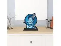 CVANU Wooden Idols & Figurine Table Top Little Krishna Decorative Item Religious Showpiece for Study Table| Office Desk| Book Shelf| Gift| Home Decoration (6inch X 5.8inch)_S495