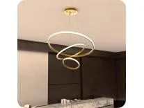 Murphy 3 Ring Modern LED Chandelier Ceiling Lamp | Gold Finish Pendant Light with 3 Color Modes (Cool White, Warm White, Natural White) for Living Room, Hall, Dining, Lobby – Pack of 1