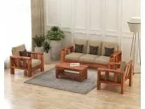 [Coupon + HDFC CC ] Solid Sheesham Wooden 5 Seater Sofa Set for Living Room Furniture - Chocolate Brown Finish (3+1+1)
