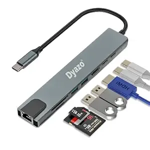 Dyazo 8 in 1 USB C Hub Adapter | Type C Converter with 4K HDMI | 2 USB 3.0 Port | PD Fast Charging | 100Mbps Ethernet | SD/TF Card Reader Compatible with MacBook, Window, Type C iPhone and Smartphones Rs.665 @ Amazon