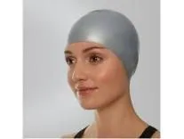 (Min Buy 3) Silicone Swimming Cap, Unisex, Multi-Colour, One Size Fits All (Grey)