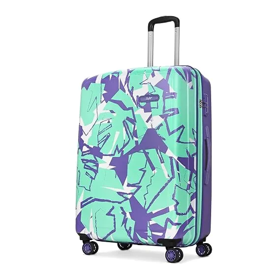 Skybags Stroke Printed Large Size Hard Case Trolley Bag, Black-White