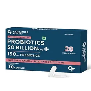 (Min Buy 2) Carbamide Forte Probiotics Supplement 50 Billion CFU for Women & Men | Probiotics for Gut Health Supplement | Support Digestion & Immunity | Gut Health Probiotics – 10 Veg Capsules