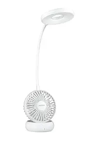 PHILIPS Anemo Rechargeable LED Table Lamp with Fan | 5W Bedside Dimmable LED Desklight with Gooseneck & 360 degree Flexibillity | 2200 mAh Battery with 2.5 hrs Backup