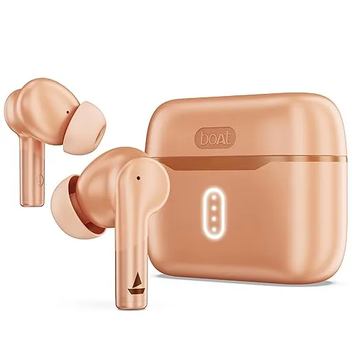 boAt Airdopes 141 Gen 2, 4 Mics ENx Tech, 48 Hrs Playback, Free Music Streaming, Fast Charge, Low Latency, IPX4, v5.4 Bluetooth Earbuds, TWS Ear Buds Wireless Earphones with mic (Orange)