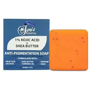 1% Kojic Acid Scrub Treatment Soap (1 Pcs) with Alpha Arbutin, Lactic Acid & Niacinamide | For Pigmentation, Dark Spots, Tan Removal & Brightens Underarms | Unisex Whitening Soap – 100g
