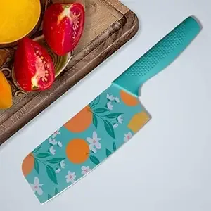 YELONA Blue Printed German Stainless Steel Meat Cleaver - Professional Butcher Knife for Chopping, Cutting & Slicing - Multipurpose Heavy-Duty Kitchen Knife for Meat & Vegetables