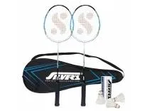 Silver's Aluminium Defender Badminton Kit (2 Racquets with Full Cover, 1 Box Feather Shuttlecock Pack of 3)(Blue/White)
