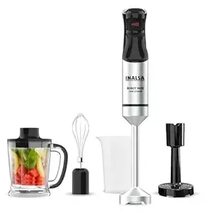 INALSA Hand Blender 1500 W|Silent DC Copper Motor|European Stepless Variable Speed Design| X.Large 1L Chopper|Unique Potato Masher| Detachable| Stainless Steel-Robot INOX 1500 StepUp