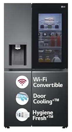 [Apay ICICI CC] LG 630 L, 3 Star, Frost-Free, Inverter, Wi-Fi Convertible, InstaView Door-In-Door, Side-By-Side Refrigerator with Ice and Water Dispenser (GL-X257AMC3, Matte Black, Door Cooling+ with Hygiene Fresh+)