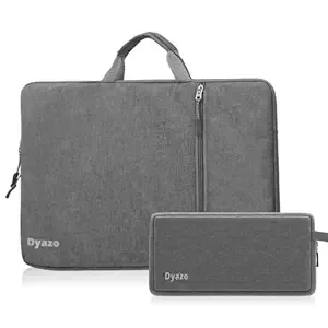 Dyazo 15.6 Inch Laptop Sleeve with Charger Pouch | Front Pocket with Handle Water Resistant Sleeve Case | Compatible for MacBook, HP, Dell, Acer, Asus, Microsoft, Samsung and Other Notebooks (Grey)