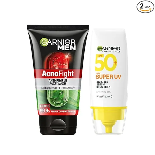 GARNIER Men Acno Fight Anti Pimple Face Wash 100g + Super UV Invisible Serum Sunscreen 30ml (2 Items in the set) Rs.314 @ Amazon