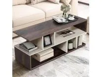 [ICICI NC EMI] ABOUT SPACE Wooden Coffee Table - Sofa Centre Tea Poyee Table with Storage - Space Saving Portable Furniture for Living Room, Bed Room, Office (Walnut - L 100 x B 40 x H 39 cm)