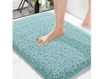 Amazon Brand - Solimo Premium Anti-Slip Microfibre Bathmat - 60cm x 40cm, Dusty Turquoise, Rectangular