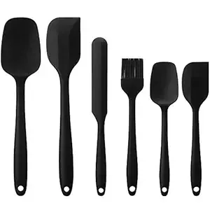 Elisel Silicone Spatula Set 6 Piece Sets of Baking Tools Stainless Steel Core Scratch Free Heat Resistant Silicone Scraper Shovel for Cooking, Baking and Mixing (Black 6) Rs.224 @ Amazon
