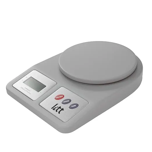 Lifelong Digital Kitchen Weighing Scale, 5kg Capacity, Grey, LCD Display with Tare Function for Kitchen, Baking, Diet, and Food Weighing