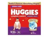 Huggies Complete Comfort Wonder Pants | Pant Style Baby Diapers Double Extra Large (XXL) Size, 96 Count | India's Fastest Absorbing Diaper, Prevents Diaper Rash, Ideal for 15 to 25 Kgs (24 Count, Po4)