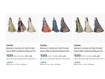 Yashika_packof 3 saree upto 61% off starting From Rs.629 @ Amazon