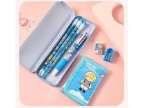 Crackles Stationary Kit for Boys and Girls with Pencil, Pen, Purse, Eraser Sharpener and Pencil Box - Stationary Kit Set for Girls/Boys Birthday Gift (Multicolor and Prints)- Pack of 1