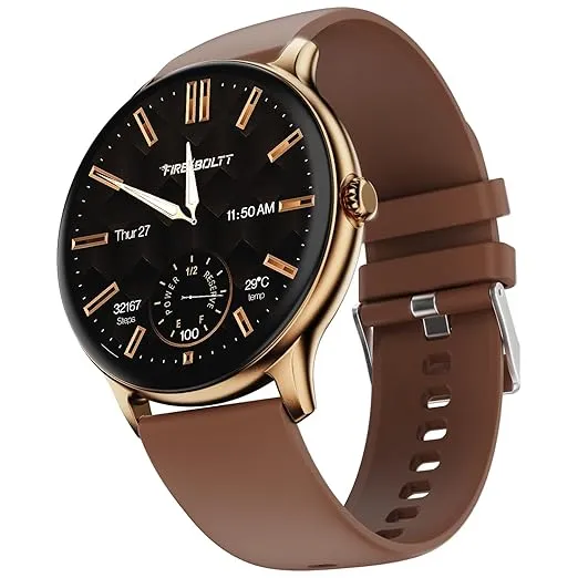 Fire-Boltt Phoenix Pro Round Smart Watch 1.39" HD Display with Bluetooth Calling, AI Voice Assistant, SpO2 & Heart Rate Monitor, 120+ Sports Modes, Smartwatch for Men & Women - Mocha Mousee