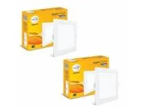 wipro Garnet 12W Square LED Alpha Panel | Warm White Light (2700K) | Recessed Down Light for False Ceiling | Cutout - 110x110mm | Pack of 2