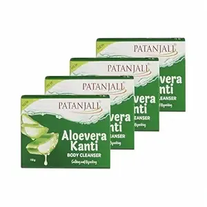 Patanjali Aloe Vera Kanti Body Cleanser Soap for Men and Women(150g, Pack of 4), Nourishing & Moisturizing, Natural for Soft Skin