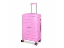 Nasher Miles Lisbon Hard-Sided Polypropylene Check-in Luggage 24 inch | 65cm | 8 Wheels Medium Trolley Bag for Travel | Suitcase (Pink)