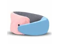 Billebon Memory Foam Neck Pillow with Cooling Gel, Snake Shape Travel Pillow with Snap Button, Neck Rest for Travelling & Flight Travel, Ergonomic Support for Comfort & Pain Relief, Pink, Single