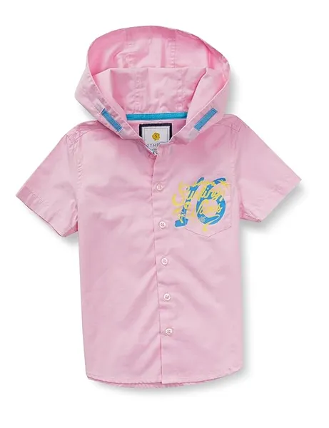 Amazon Brand - Symbol Boys 100% Cotton Hooded Casual Shirt | Half Sleeves | Regular Fit | Age 2-7 Years