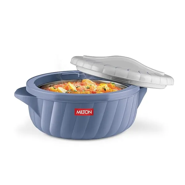 Milton Flora 1000 Insulated Inner Steel Casserole for Roti, 630 ml, Hot Box for Kitchen, Hot Pot with Lid, Chapati Box, Roti Casserole, Serving Boxes, Hotcase, Food Warmer, Stone Blue Rs.227 @ Amazon