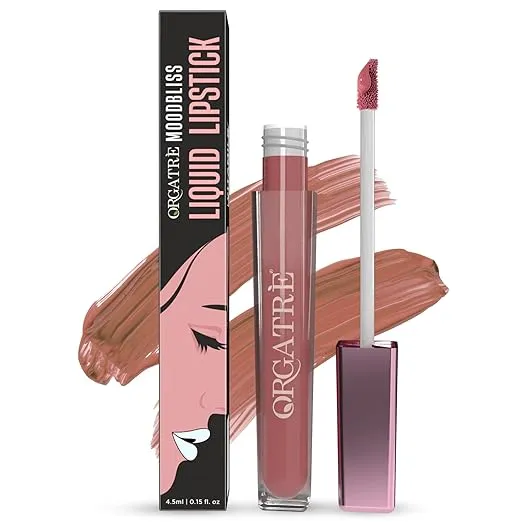 Orgatre Moodbliss Liquid Lipstick | Waterproof, Long Lasting & Smudge Proof | Non-Drying, Lightweight & Highly Pigmented | Matte Finish | 4.5ml (Deep Taupe) Rs.99 @ Amazon