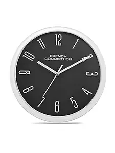 French Connection Plastic Stylish Analog Wall Clock for Home with Dark Grey Dial - Size: 12 Inches - Fcwc07-B