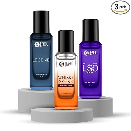 Beardo The Legendary Flame Trio- LSD,Legend & Whisky Smoke Firebomb Perfume for Men (20ml x 3) | Long Lasting Fragrance | Long Lasting Perfume for Men | Gift for Men | Gift for Friend