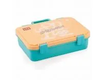 ATTRO Fun Bite Stainless Steel Lunch Box – 3 Compartment Bento Tiffin, Leak-Proof & Durable, Ideal for Kids & Adults, School, Office, Travel, Meal Prep, with Cutlery – 850ml-Blue Yellow